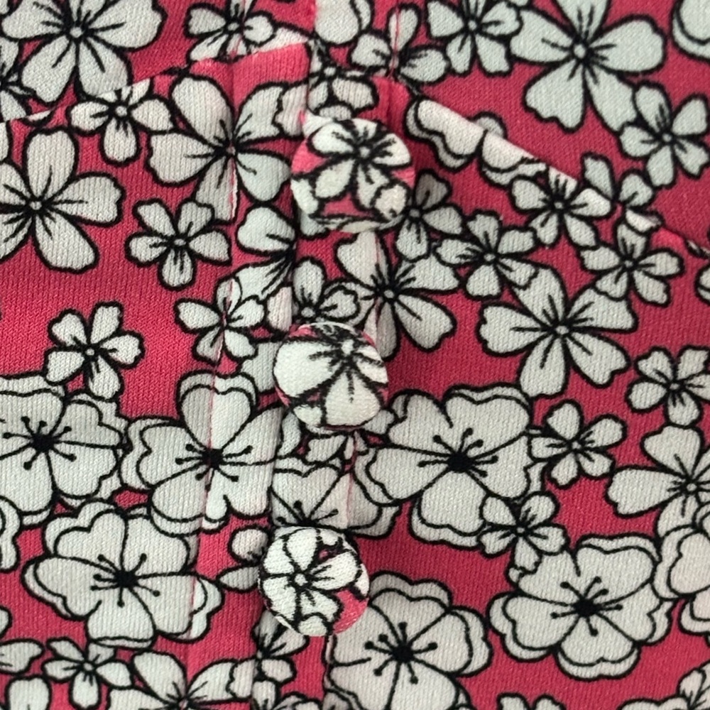 🌸 MICHAEL KORS Rose Pink Floral Mini Dress | Puff Sleeve V-Neck | Size M - Picture 11 of 13